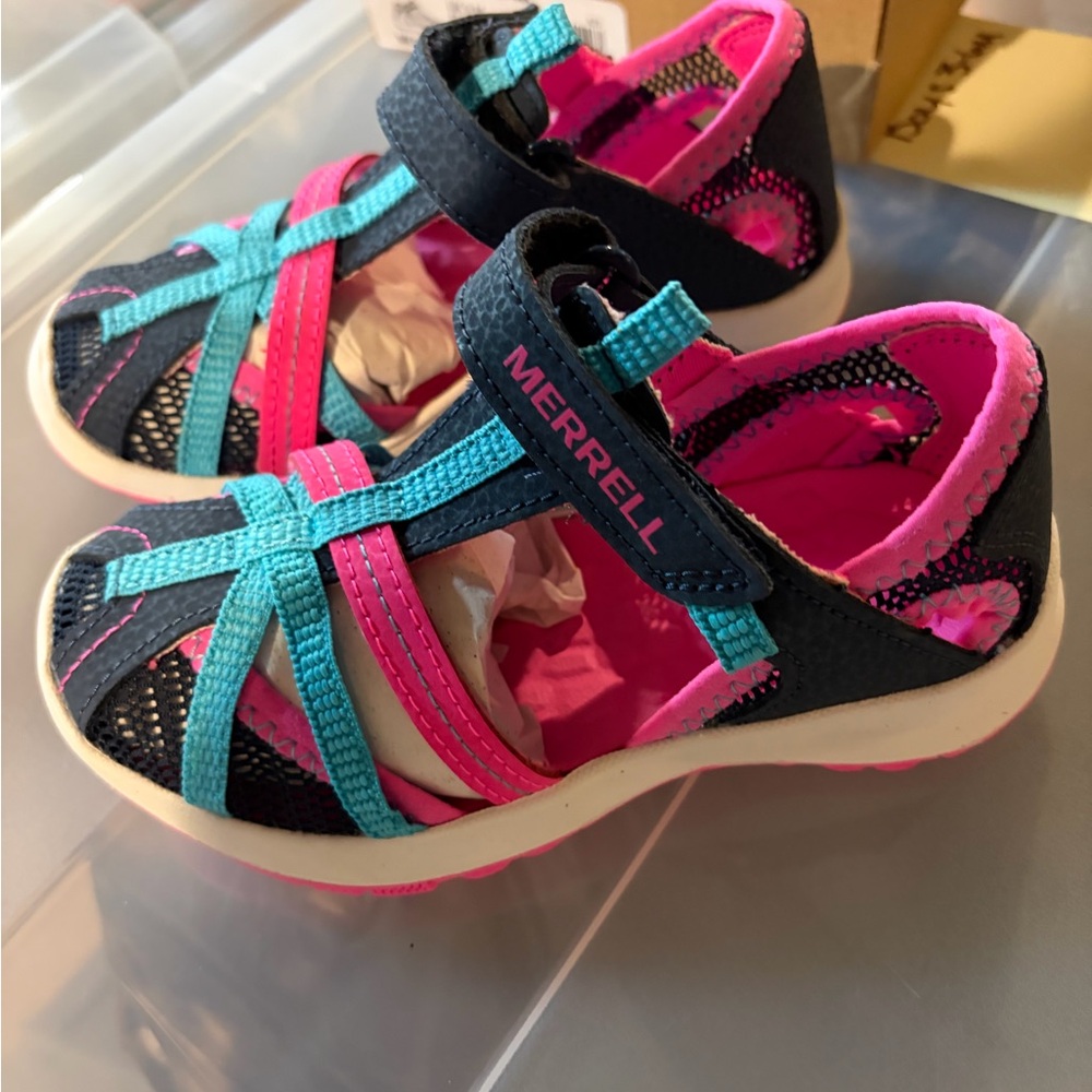 Merrell Kids' Navy Pink Aqua Sport Sandals size 10 toddler